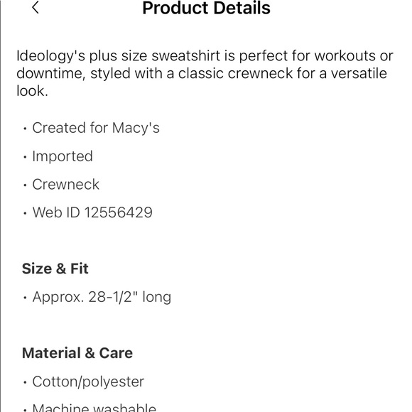 Ideology Plus Size Sweatshirt - 1X - Pink - Picture 3 of 3